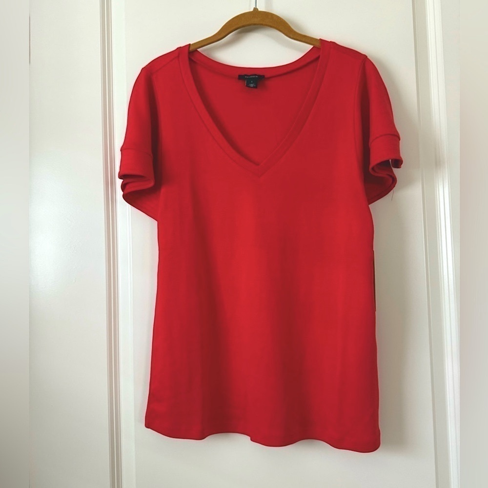 NWT Halogen Flutter Sleeve Top Red Chinoise Small
